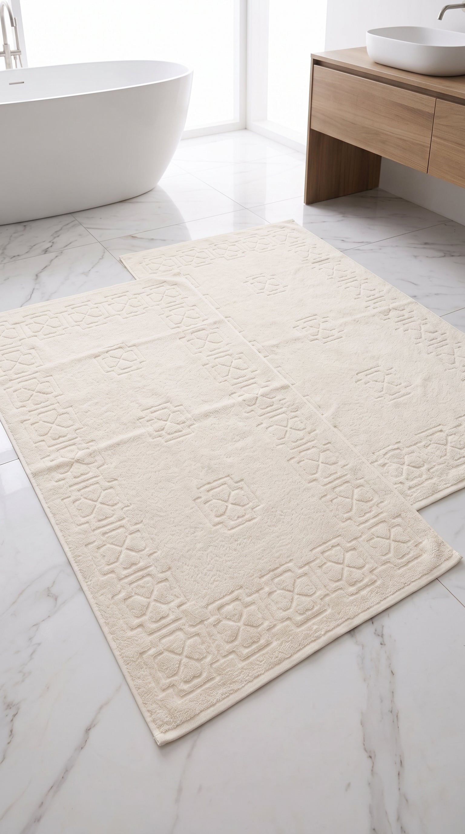 Ivory Cream Cotton Bath Towel Set of 2 | 100% Cotton Soft Absorbent Towels