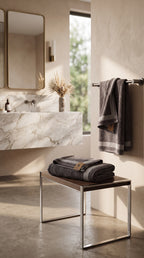 Grey Geometric Border Bath Towel Set of 2 | Premium Cotton, 70x140cm