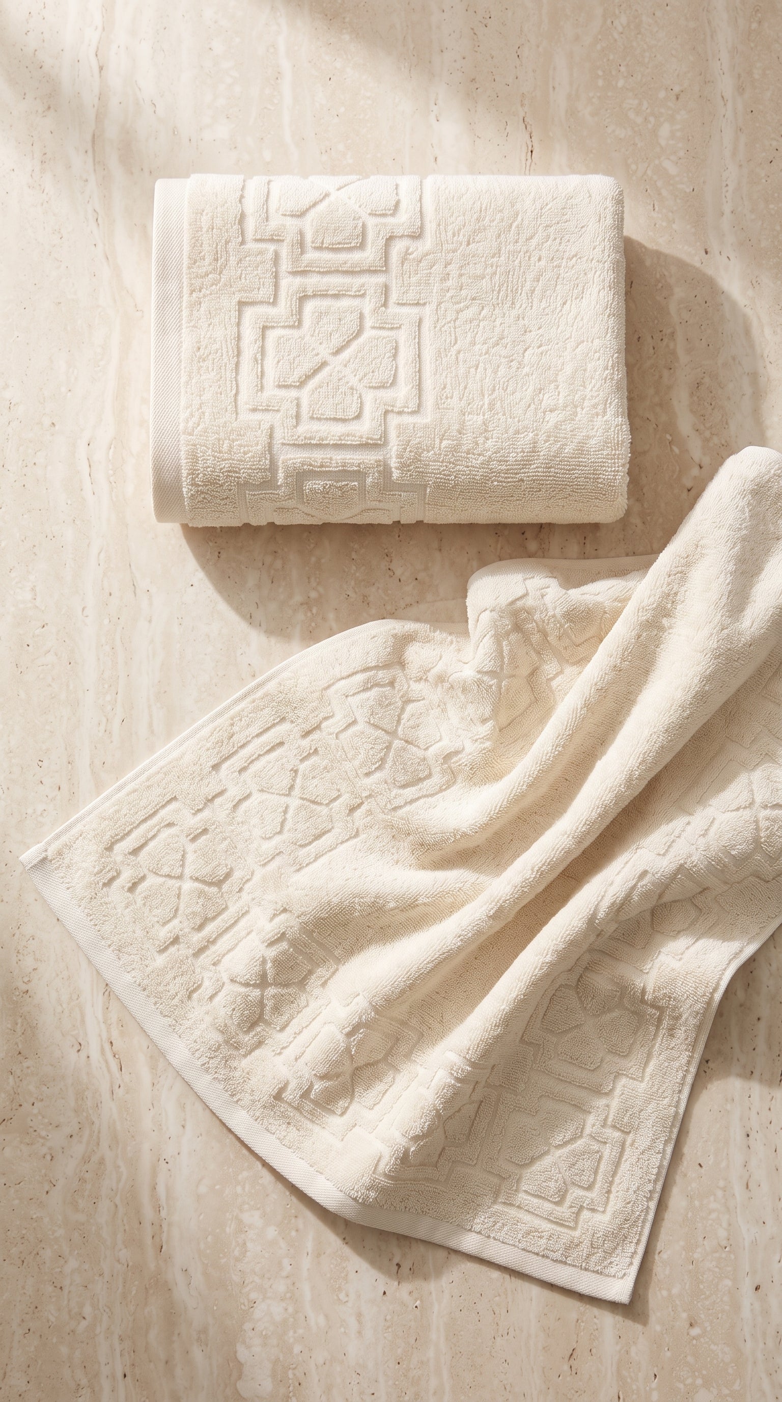 Ivory Cream Cotton Bath Towel Set of 2 | 100% Cotton Soft Absorbent Towels