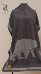 Grey Geometric Border Bath Towel Set of 2 | Premium Cotton, 70x140cm