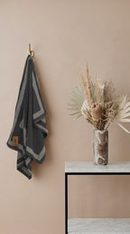 Grey Geometric Border Bath Towel Set of 2 | Premium Cotton, 70x140cm
