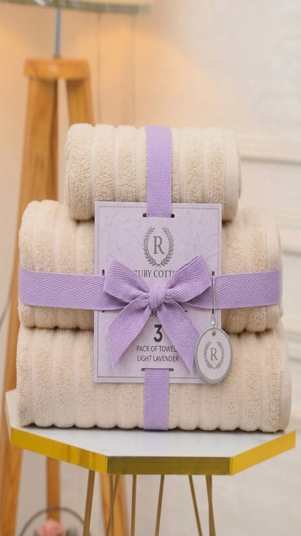 Luxury 100% Cotton Towel Set of 3 | Soft Absorbent Bath, Hand & Sheet Towels – Beige