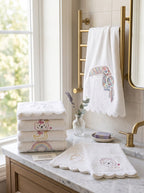 Cute Embroidered Kids Hand Towel - 20" x 30" | Soft Cotton Towel for Children | Cartoon Design Bathroom Towel