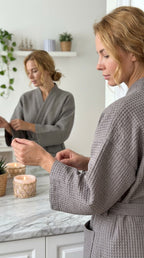 Unisex Waffle Bathrobe Set | Premium Yarn-Dyed Cotton Robe for Men & Women