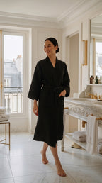 Unisex Waffle Bathrobe Set | Premium Yarn-Dyed Cotton Robe for Men & Women
