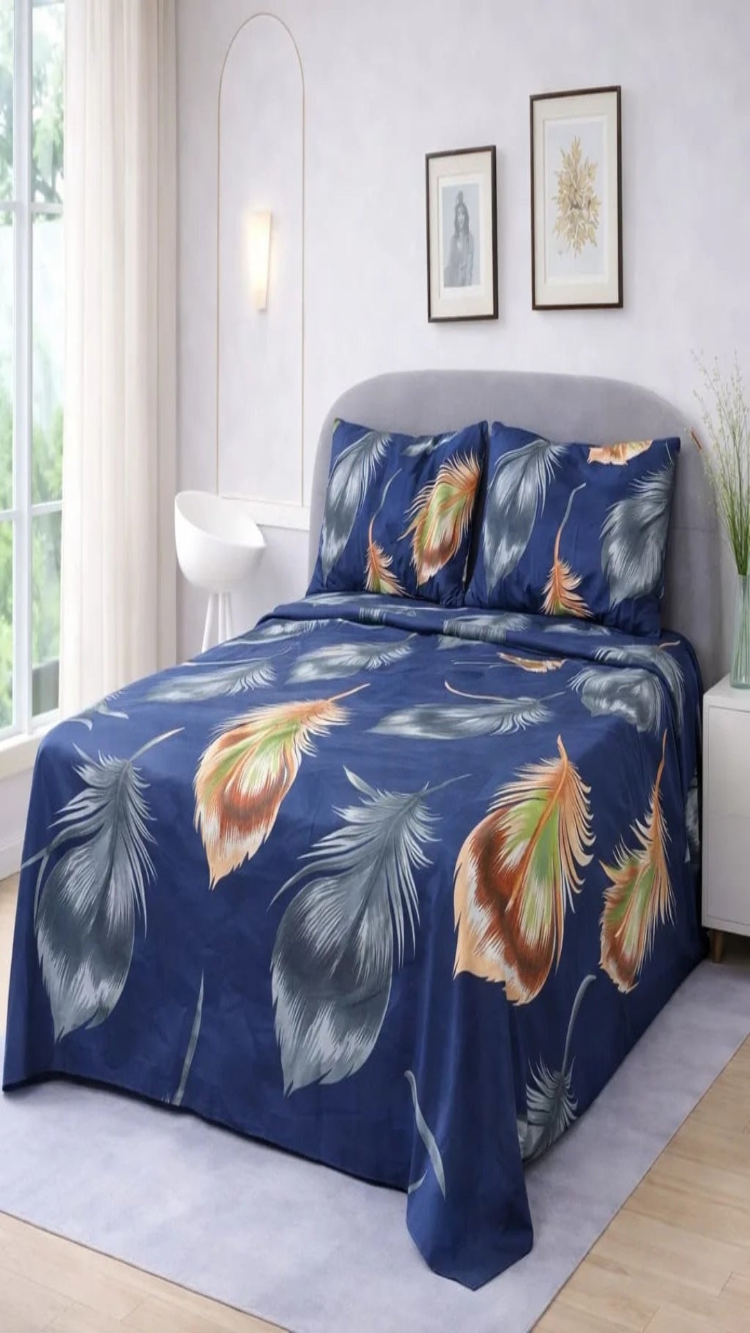 Micro Rich Cotton Double Premium Bed Bedsheet Set - 93x96 | Soft & Elegant Design | 2 Pillow Covers Included